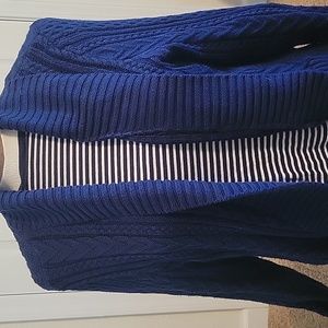 Lauren Ralph Lauren Open Front Cable Knit Navy Cardigan